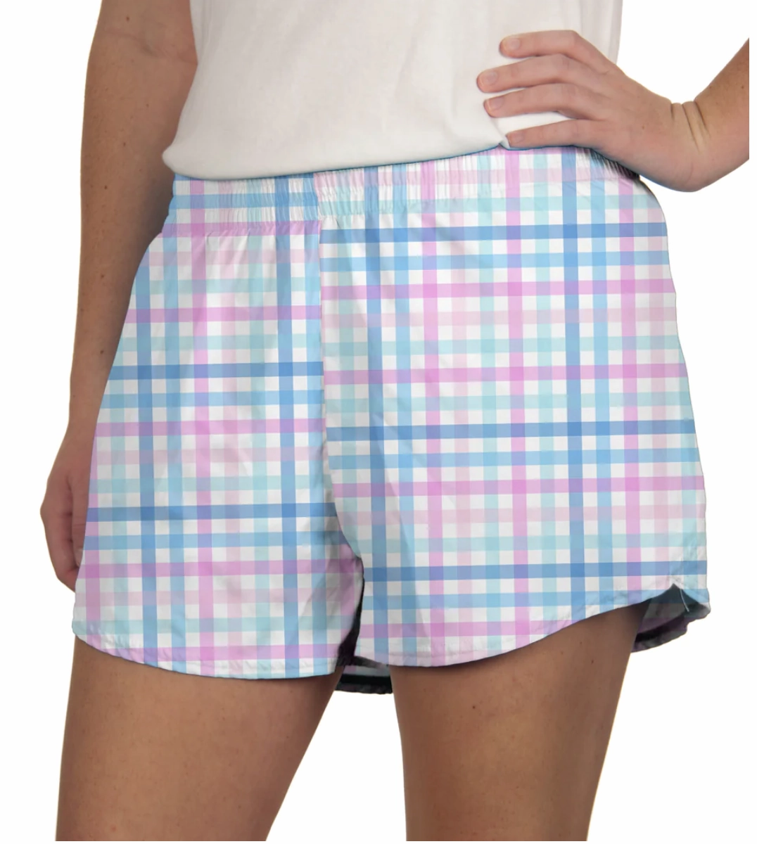 Steph Shorts | Plaid Blue Sky Golf wear for kids