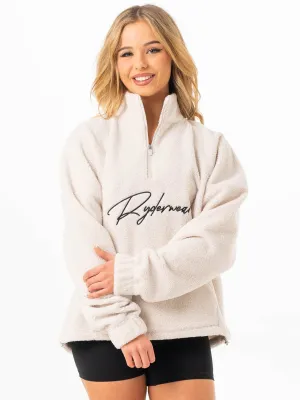 performance day Stretchable Material Unisex Teddy Jumper - Bone