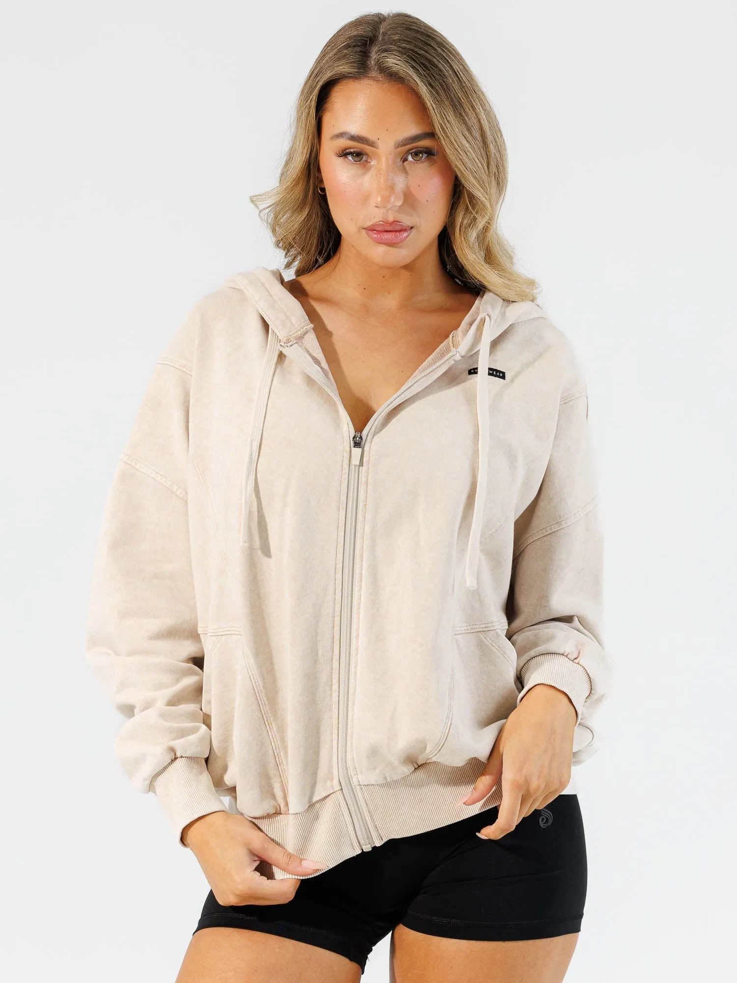 Stonewash Track Jacket - Stone Full length