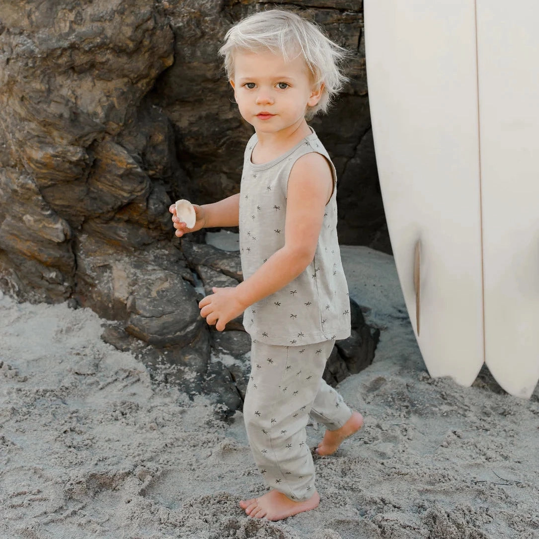 Fall Vacation wear for children Rylee   Cru Kids Baby Unisex SLOUCH PANT - PALM TREES