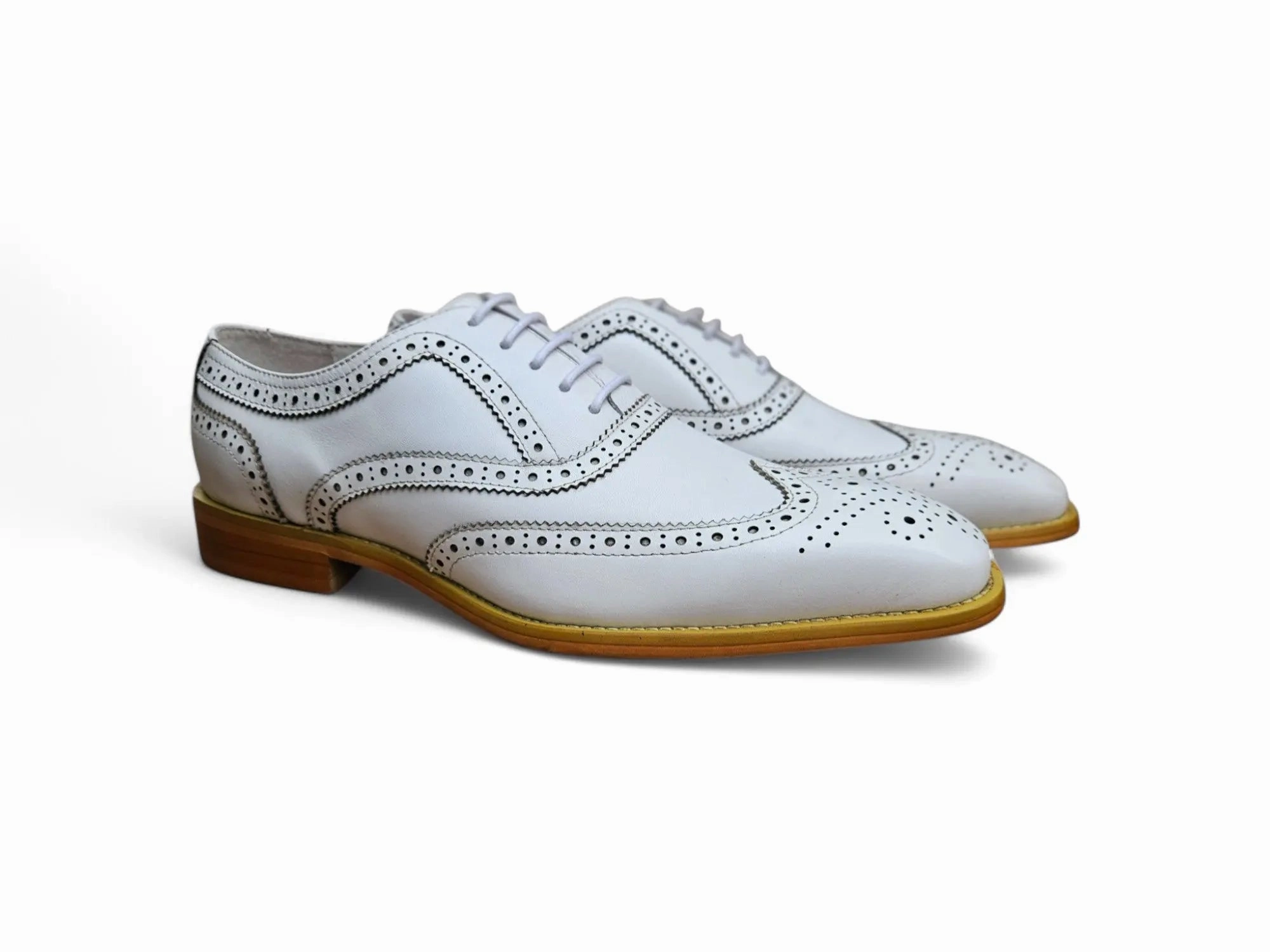 Chaussures richelieu blanches ?? bout d'aile pour hommes KS509-25 Slim Look