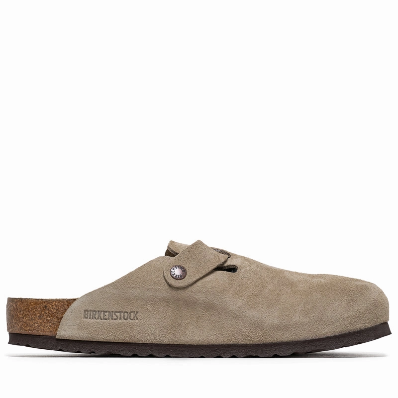 Clear Lane Birkenstock Boston Soft Footbed Suede - Taupe