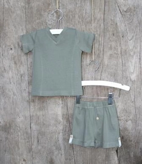 Barefoot Dreams Infant Knit Set - Slate Blue Loose