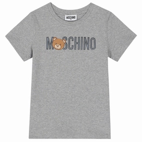 Sustainable Moschino Kids Teddy Logo T-Shirt - Grey