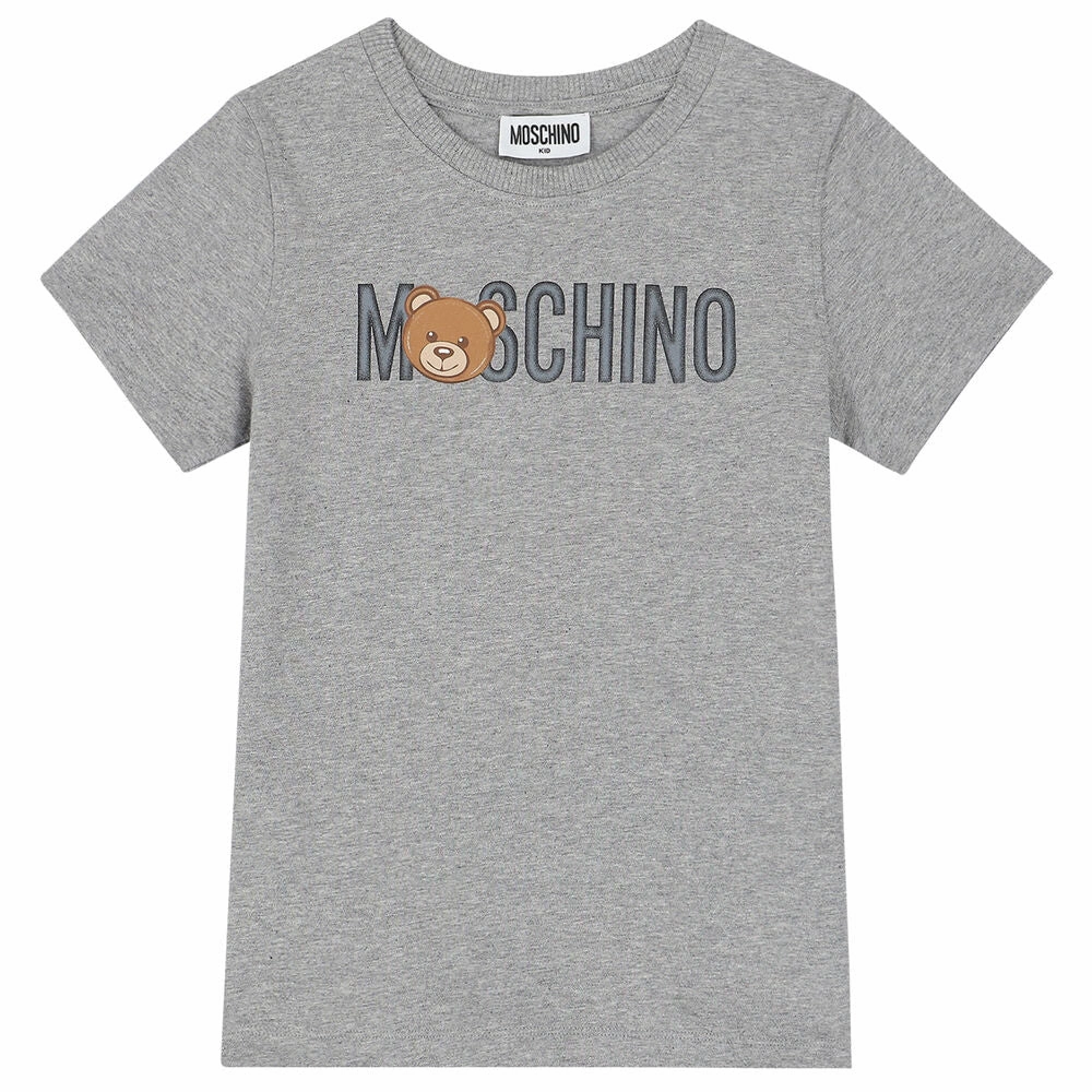 Sustainable Moschino Kids Teddy Logo T-Shirt - Grey