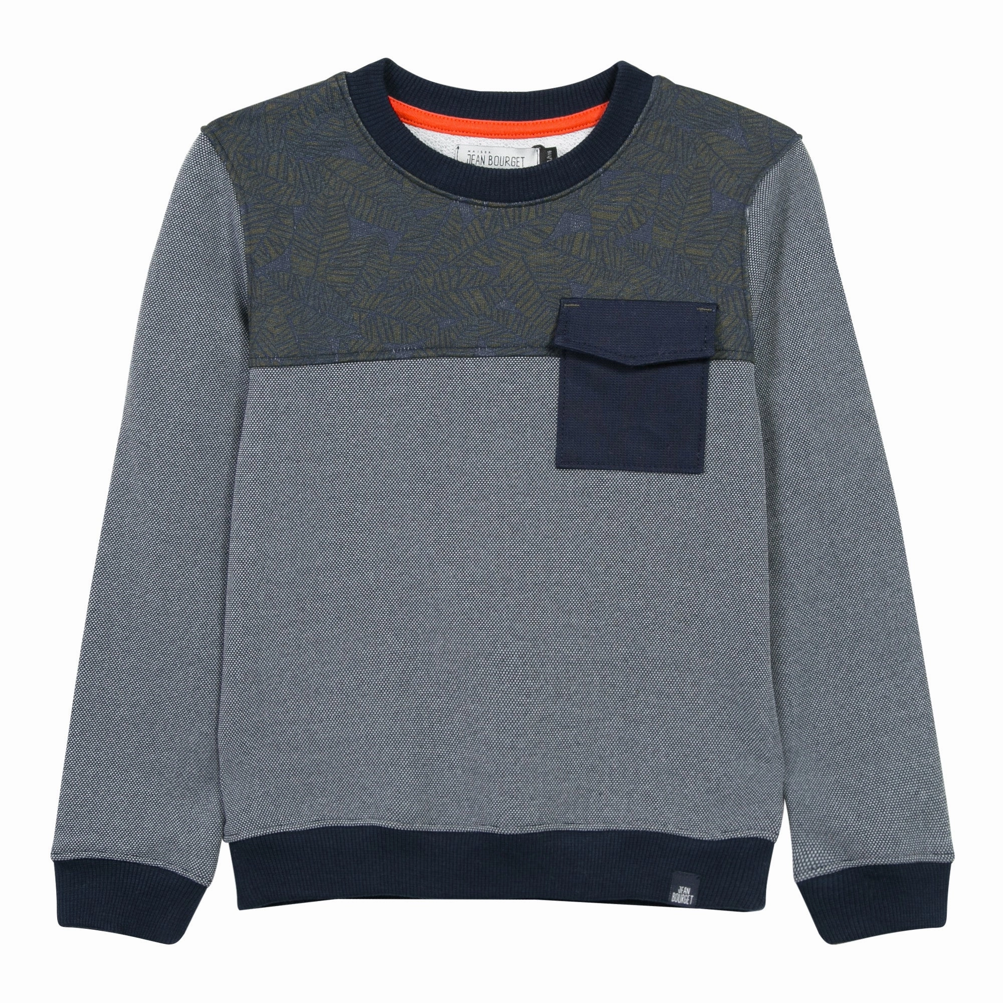 Jean Bourget Navy Pocket Long Sleeve Sweatshirt Tee Beaded