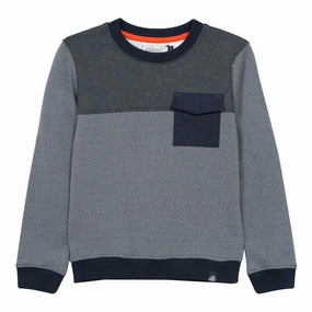 Jean Bourget Navy Pocket Long Sleeve Sweatshirt Tee Beaded