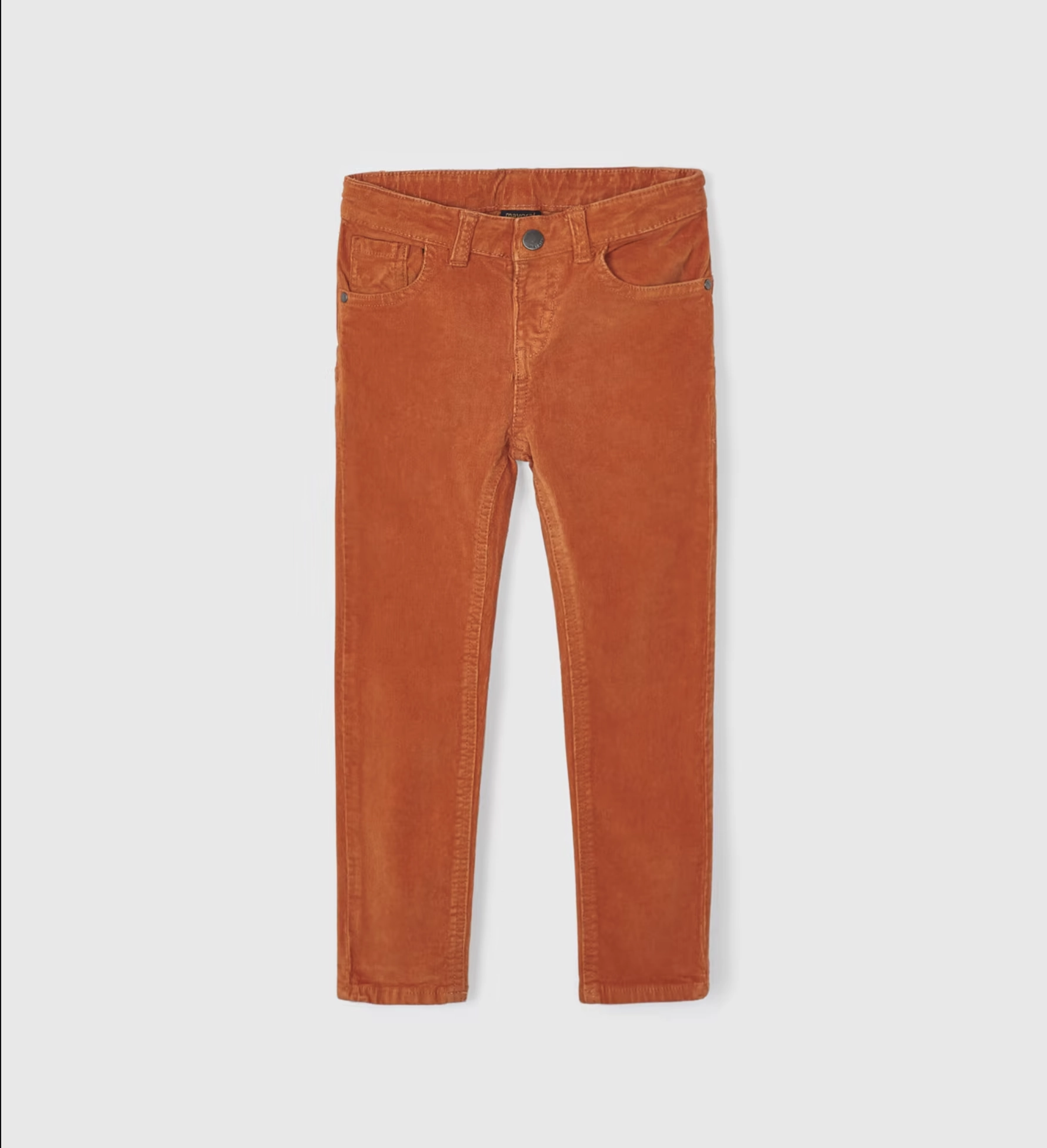 Small Resort wear for kids Basic Slim Fit Corduroy Pant | Orange