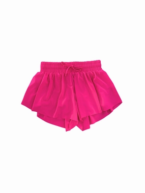 Fly Away Butterfly Shorts - Neon Pink Silk