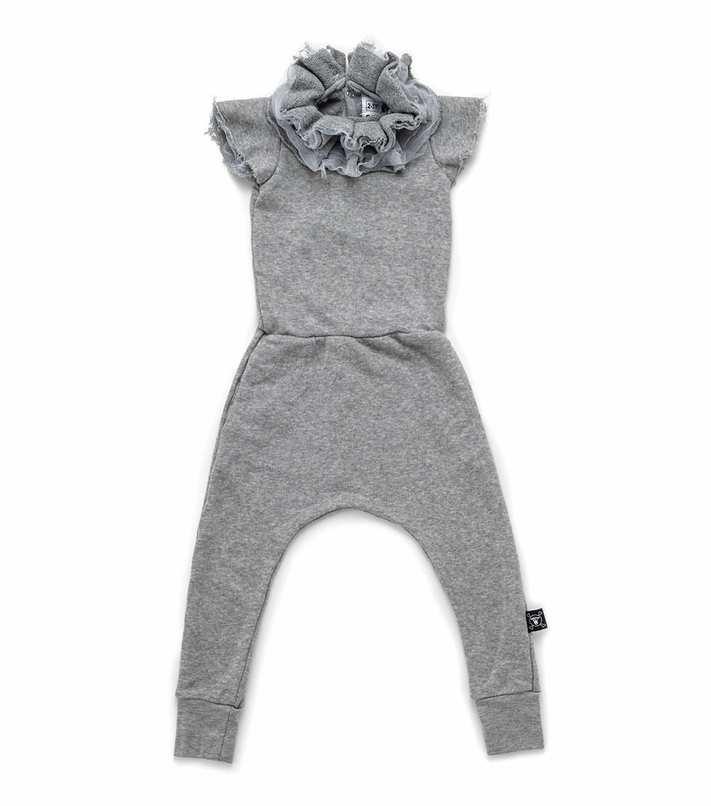 Nununu Kids Girl Victoria Overall - Heather Grey Non - toxic