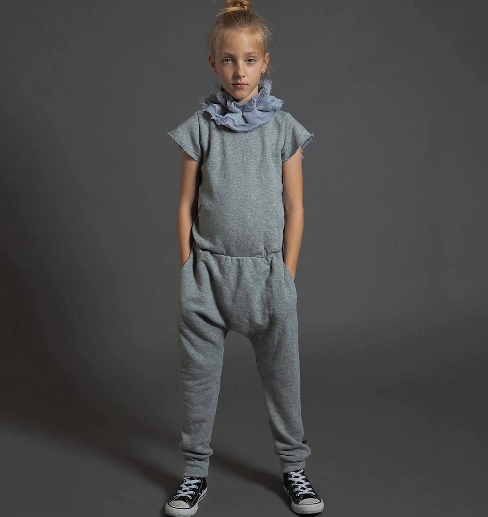 Hiking clothes for kids playground Nununu Kids Girl Victoria Overall - Heather Grey