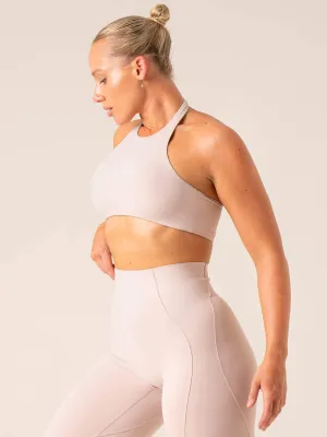 Pilates practitioners Stride Halter Sports Bra - Chalk