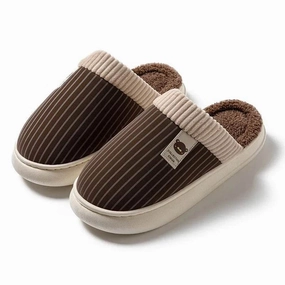Striped Slippers ?C Non-Slip Warm Wear-Resistant Footwear Snow Winter Outdoor Activity