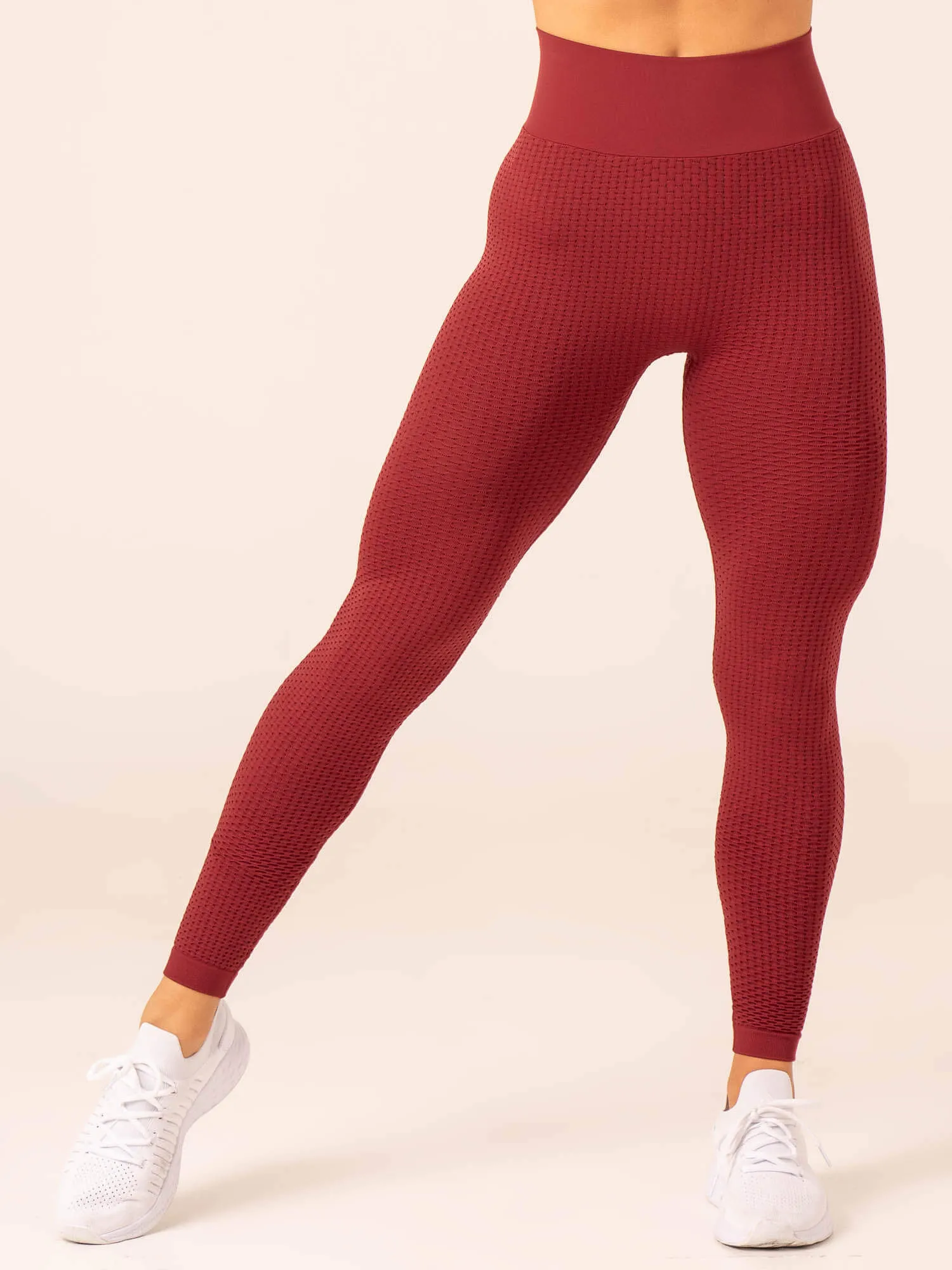 Honeycomb Scrunch Seamless Leggings - Berry Home Lounge Travel Outfit Trend Seeker