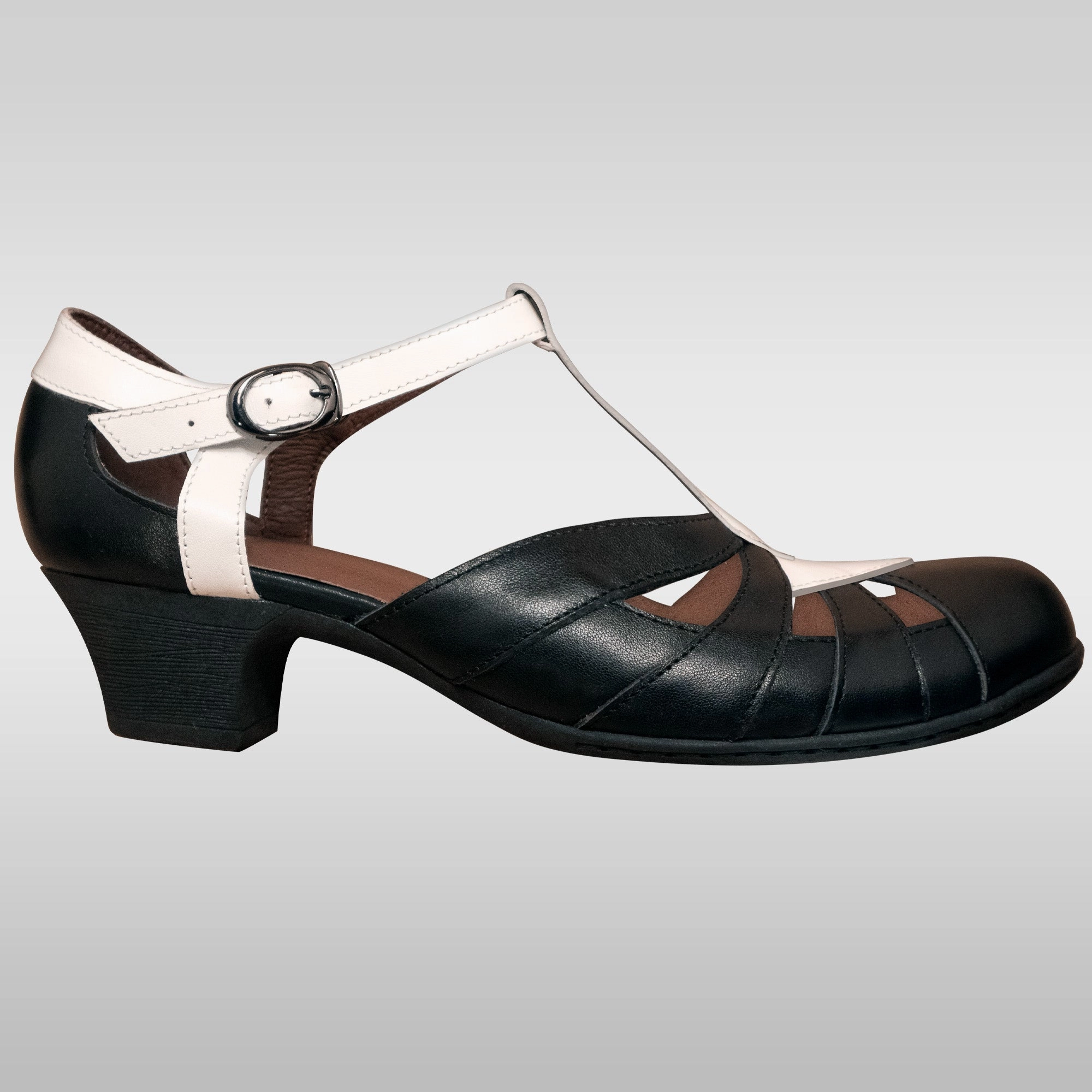Aris Allen Black and White T-Strap Dance Shoes Comfort Wear