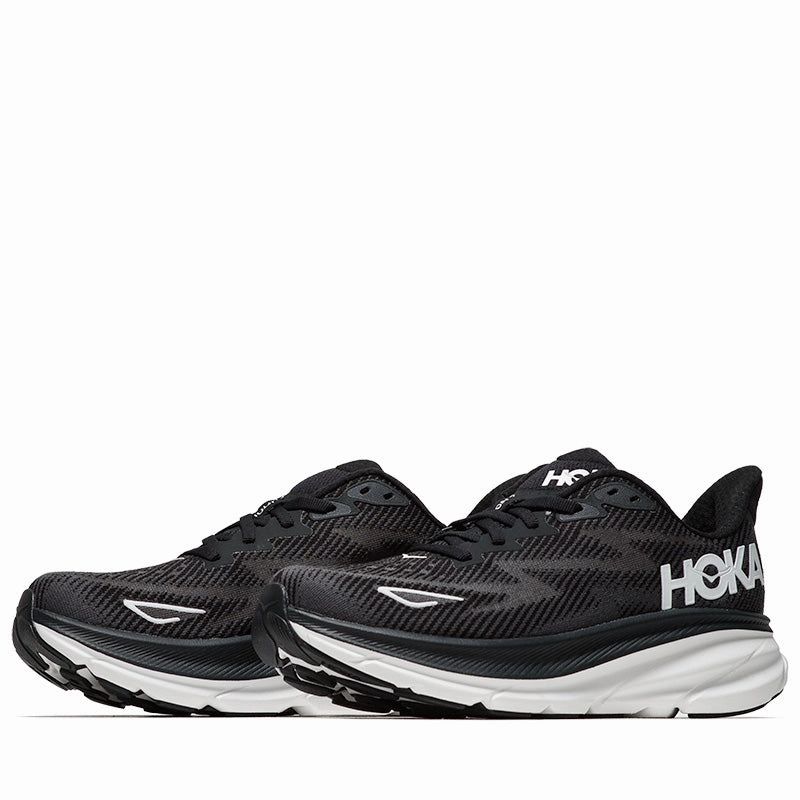 Women's Hoka Clifton 9 - Black/White Euro Ease Soft Soles