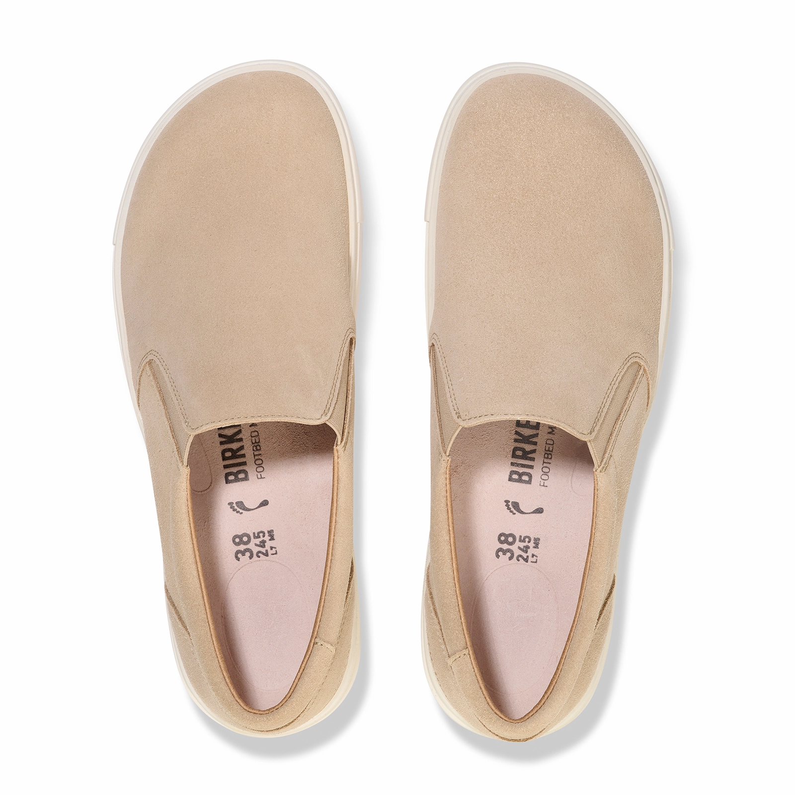 Birkenstock Oswego Narrow Slip On Sneaker (Women) - Sandcastle Suede Casual Comfort Shoes Supportive Cushioning