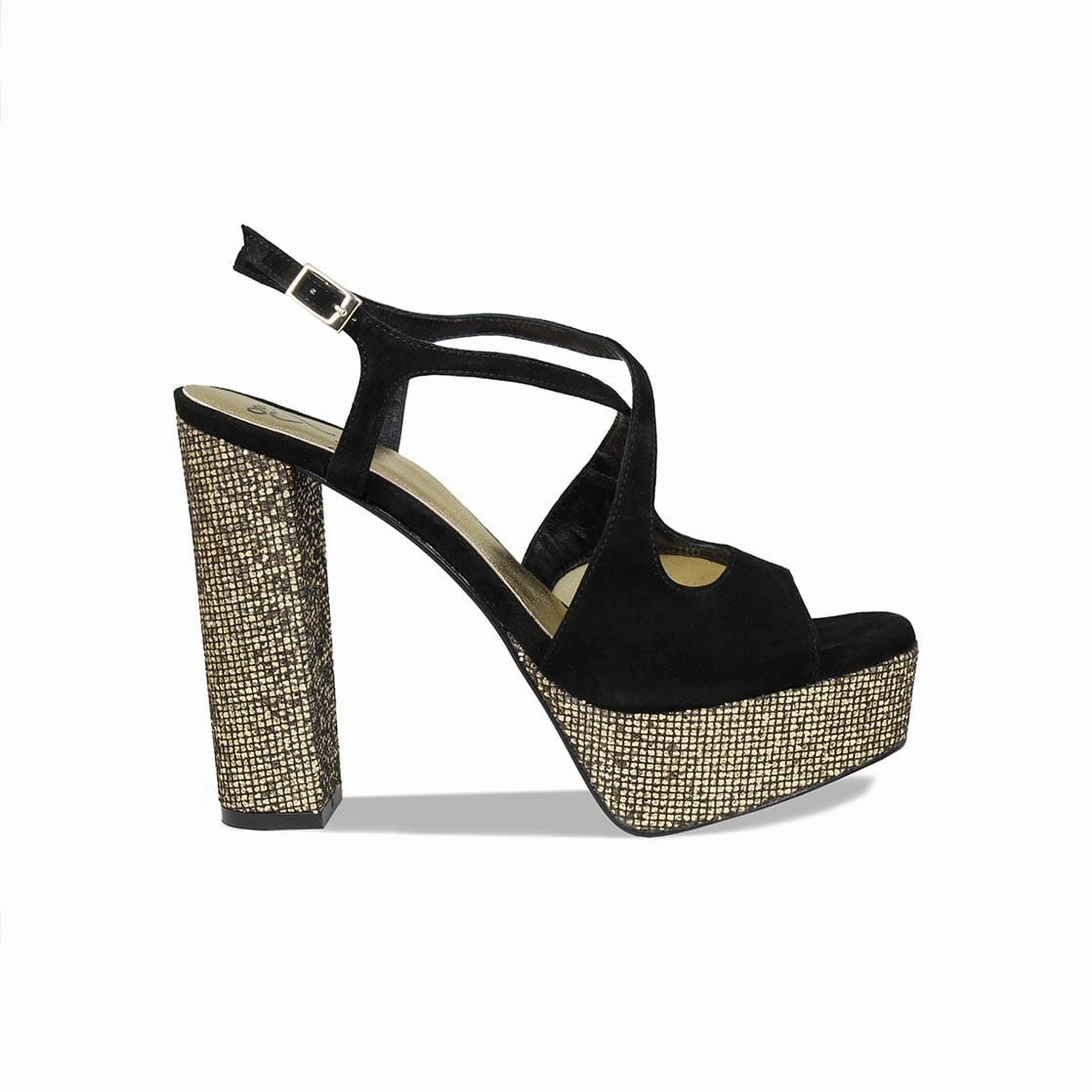 Lightweight Footwear Royalty: Black Suede & Bronze Glitter