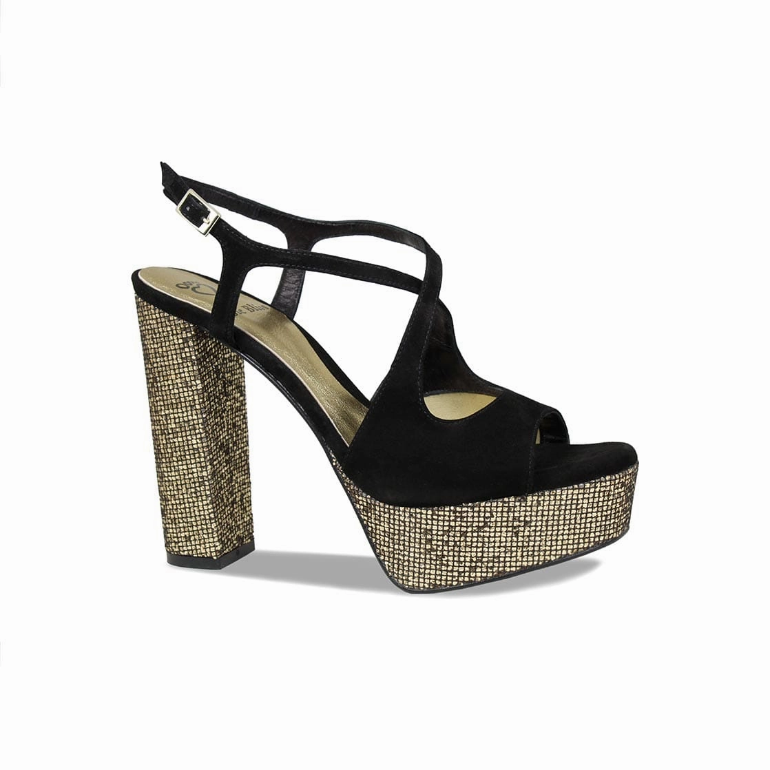 Bare Foot Quick Drying Materials Royalty: Black Suede & Bronze Glitter