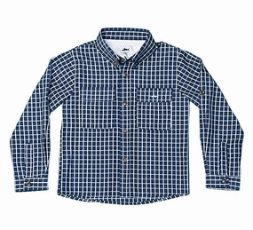 Big - and - tall Party Flagler Fishing shirt | Navy/White Plaid
