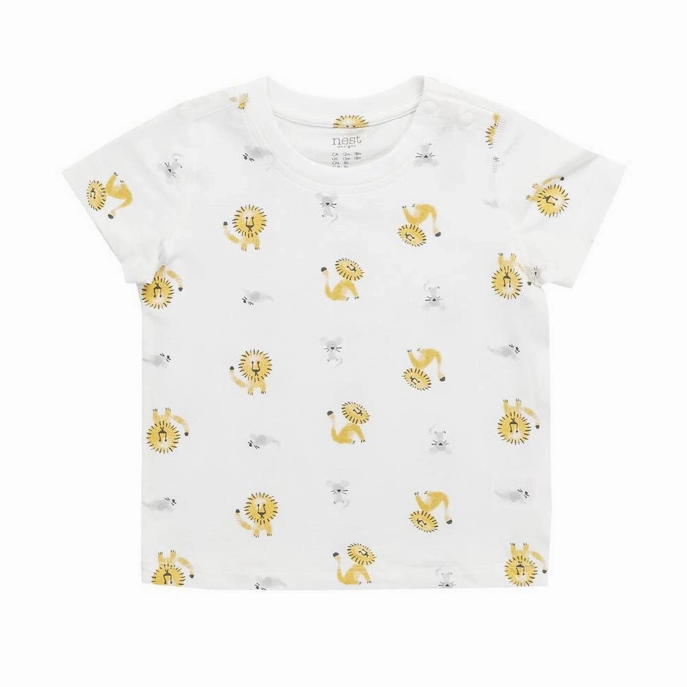 Nest Designs Kids/Baby Bamboo Jersey Short Sleeve T-Shirt - The Lion and The Mouse western Velvet