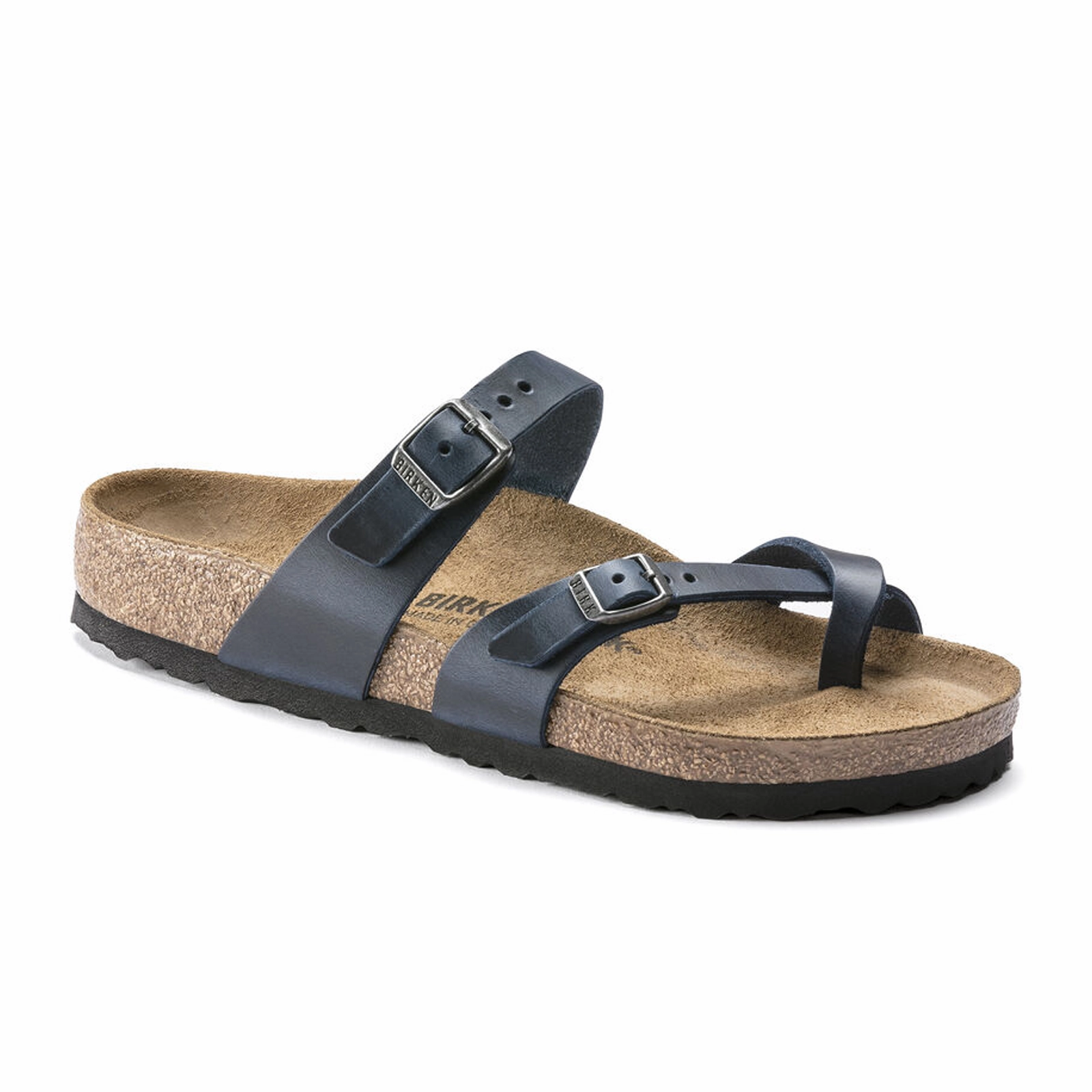 Birkenstock Mayari Sandal (Women) - Blue Oiled Leather anatomical design