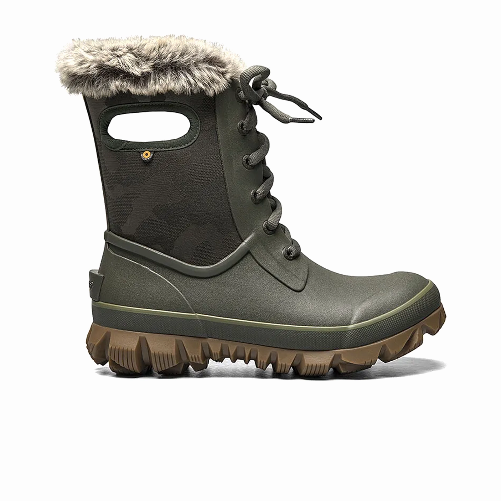 Bogs Arcata Tonal Camo Waterproof Winter Boot (Women) - Dark Green Soft Fit Comfort Clear Path