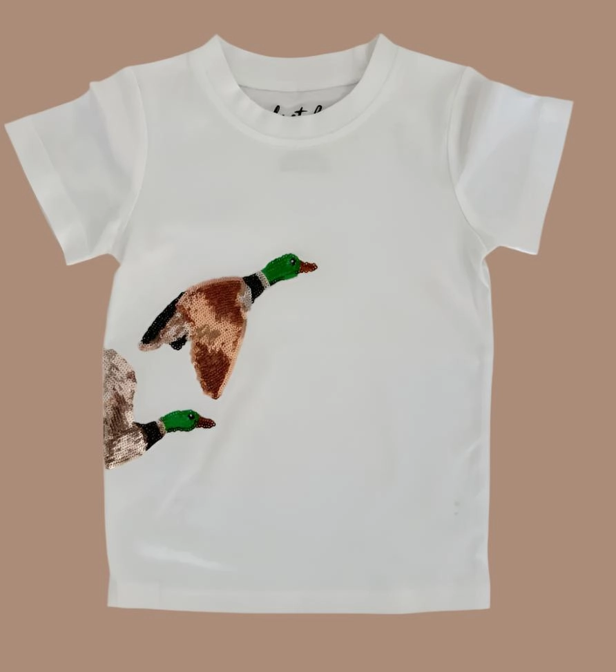 Matte finish kids' clothes Carrie Sequin Classic Tee || Mallard