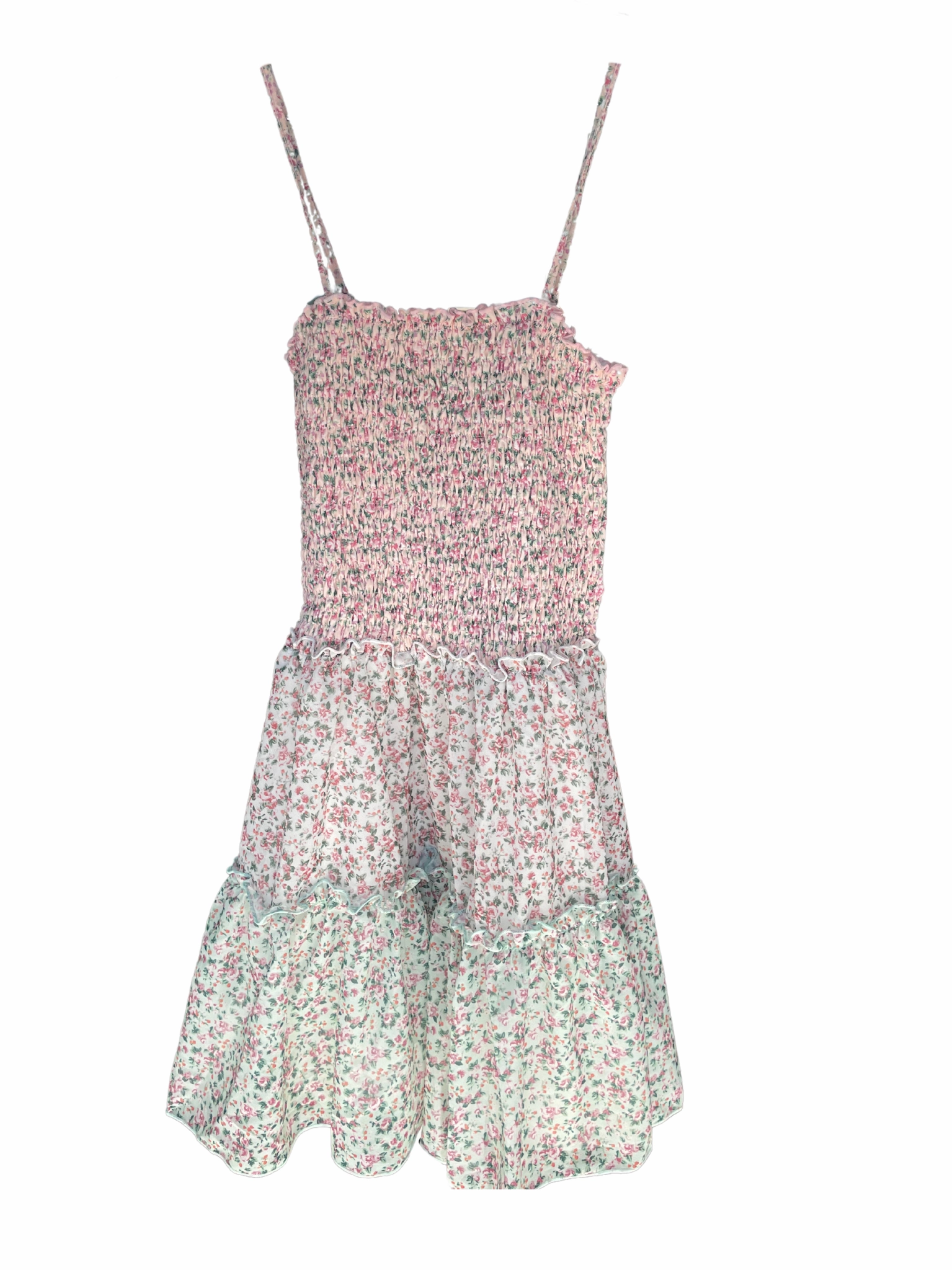 Green and Pink Floral Smocked Dress Toddler apparel