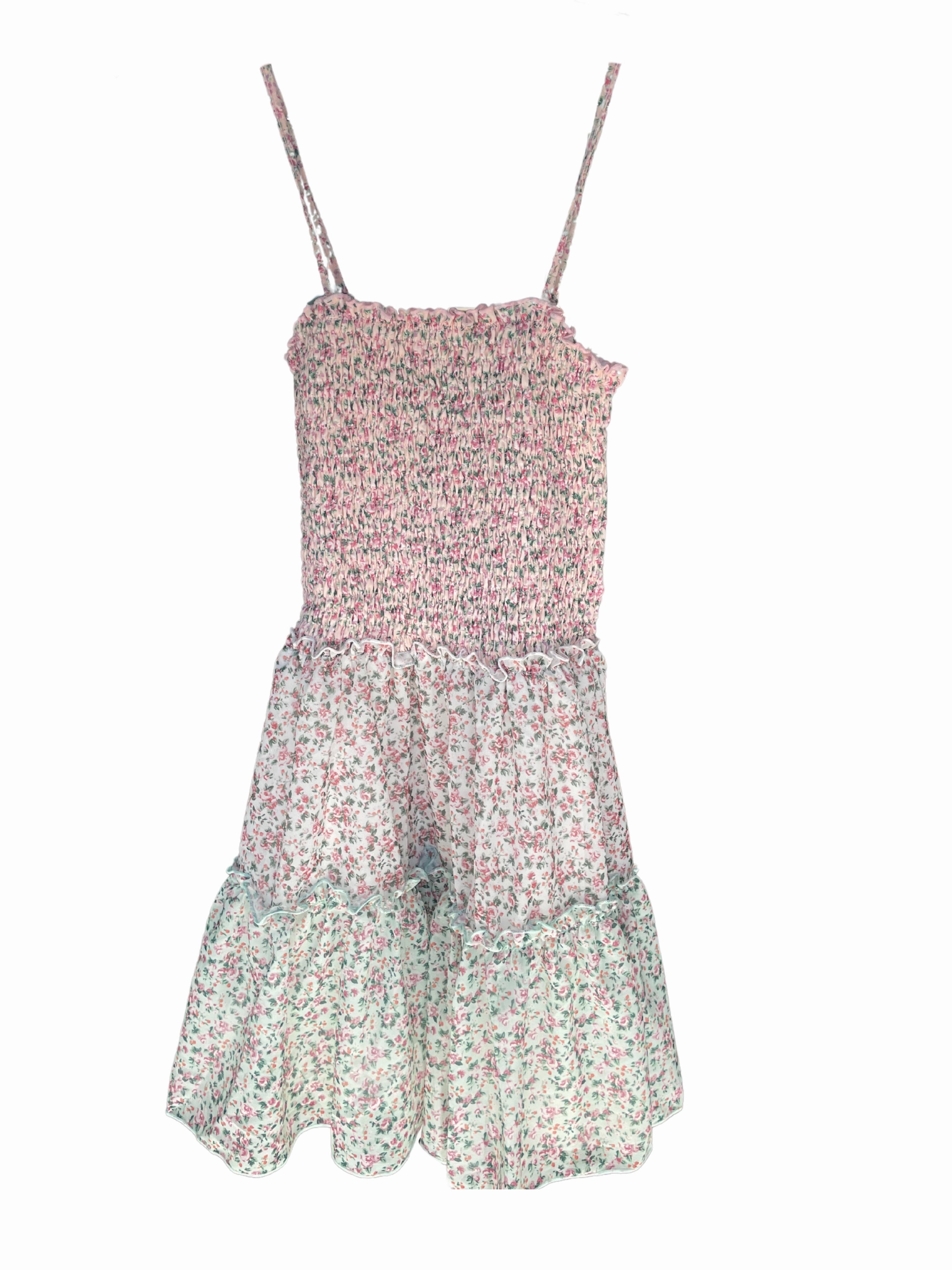 Green and Pink Floral Smocked Dress Girls' fashion pieces