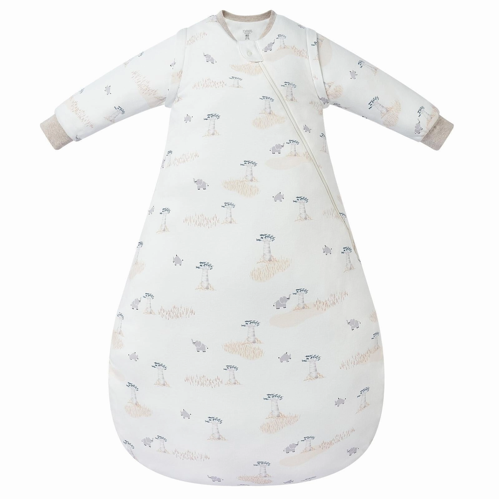 weekend Wool Nest Designs Baby 1.0 TOG Removable Long Sleeve Sleep Bag (Organic Cotton) - Baby Baobabs