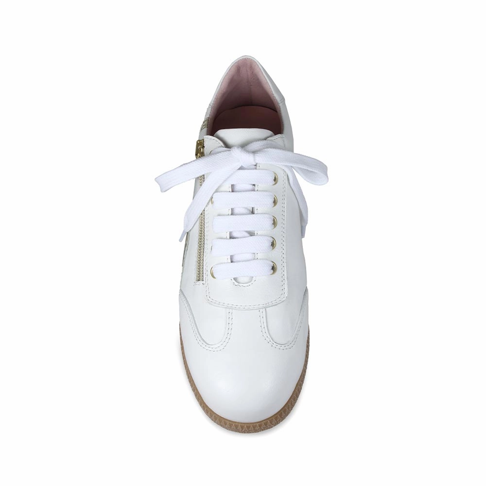 RubberOutsole Distinctive chic Swirl: White Leather & Gold