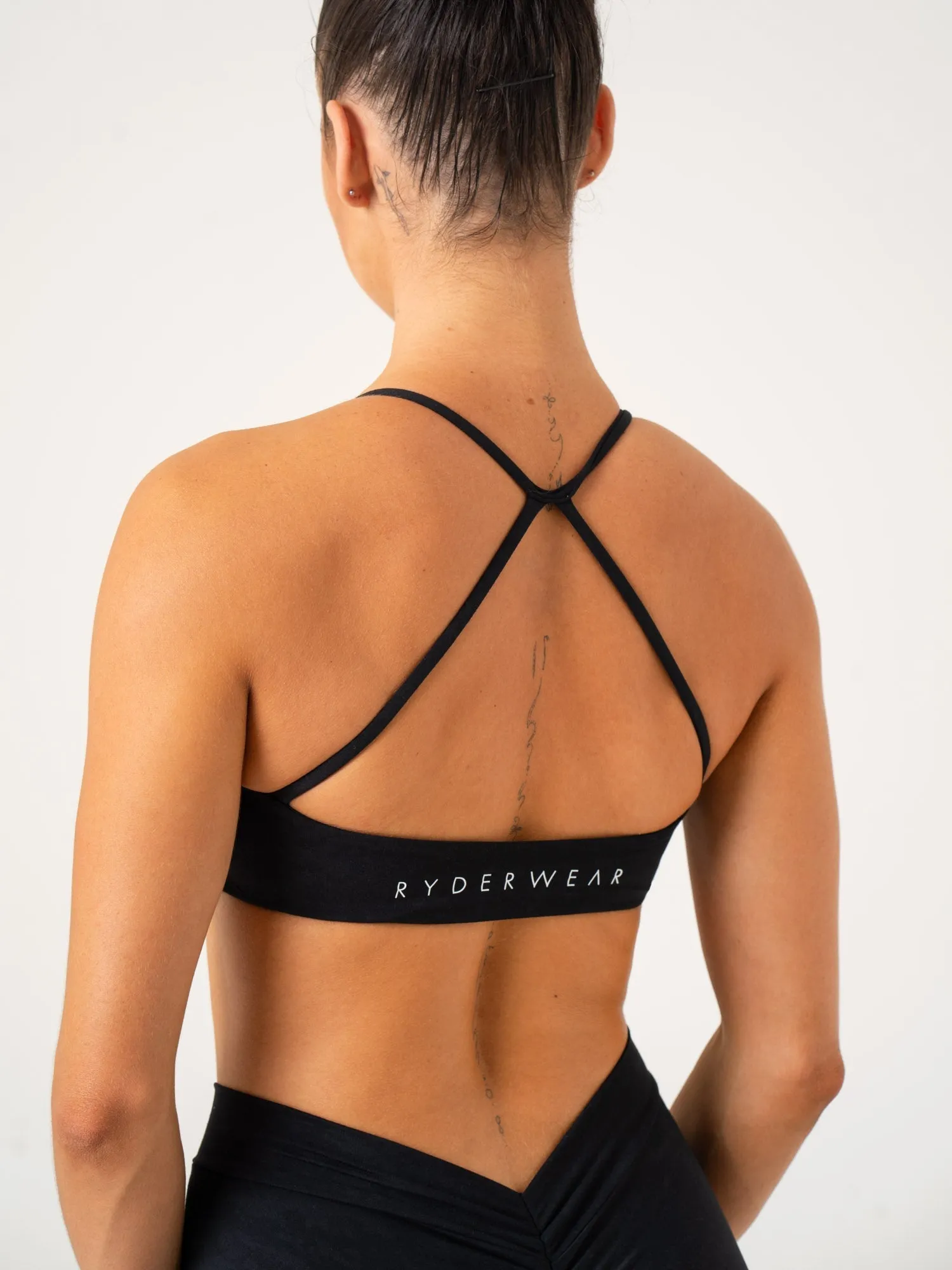 NKD Stonewash Sports Bra - Black Stonewash Body Adaptive Fabric Mesh Fabric