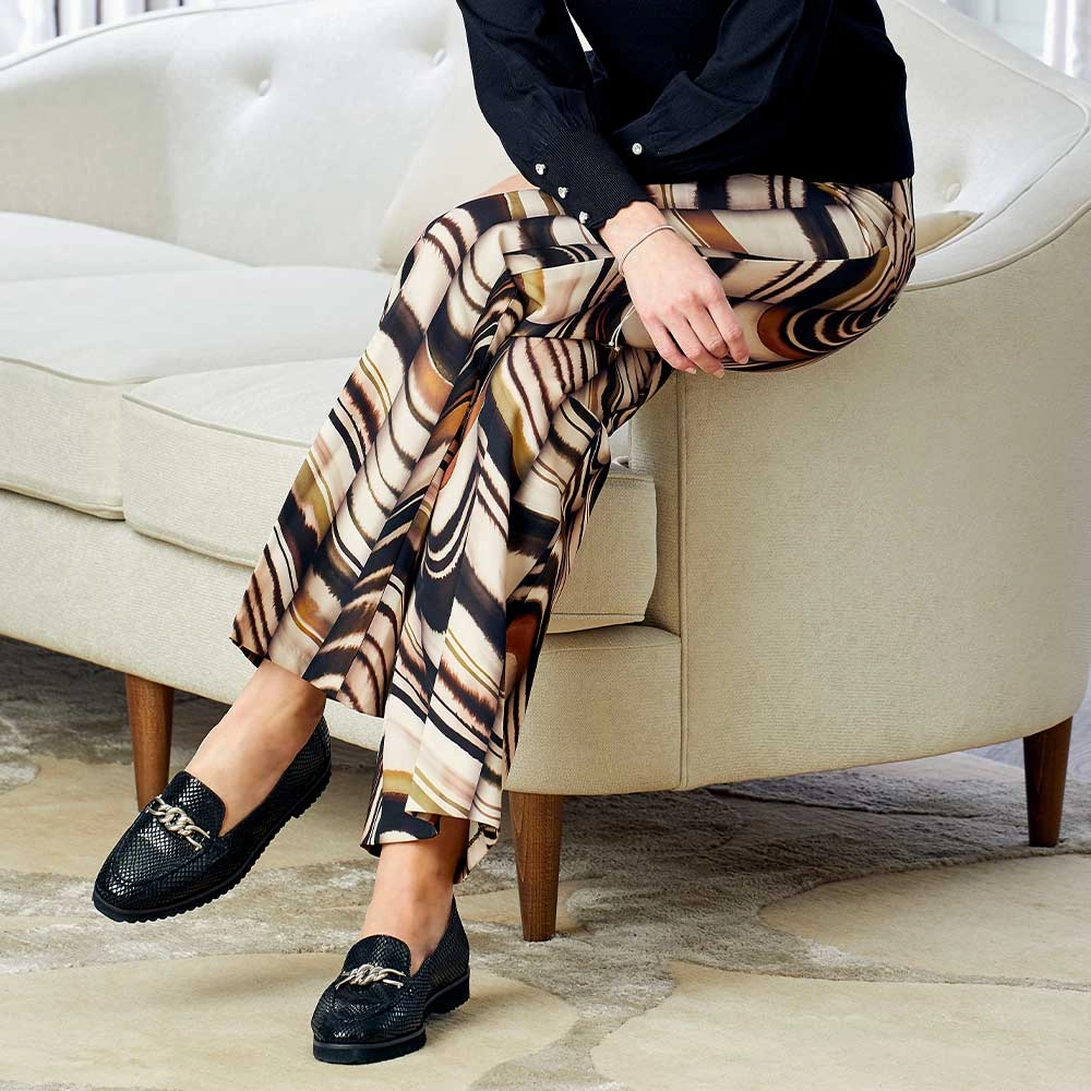 Tamara: Black Snake Print Leather Museum Glow