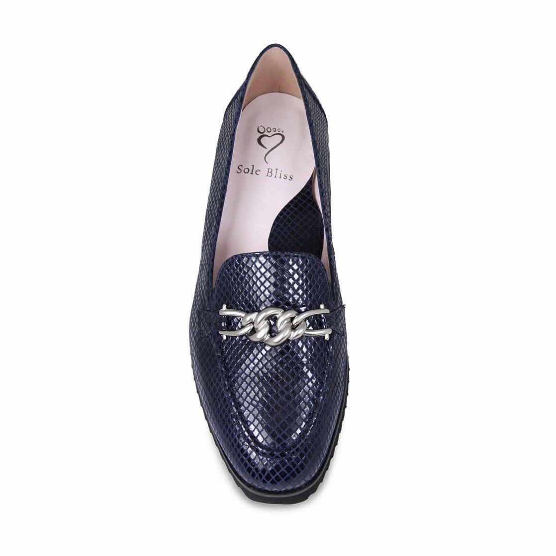 Tamara: Navy Snake Print Leather Comfy Cushion Flexible Cushion