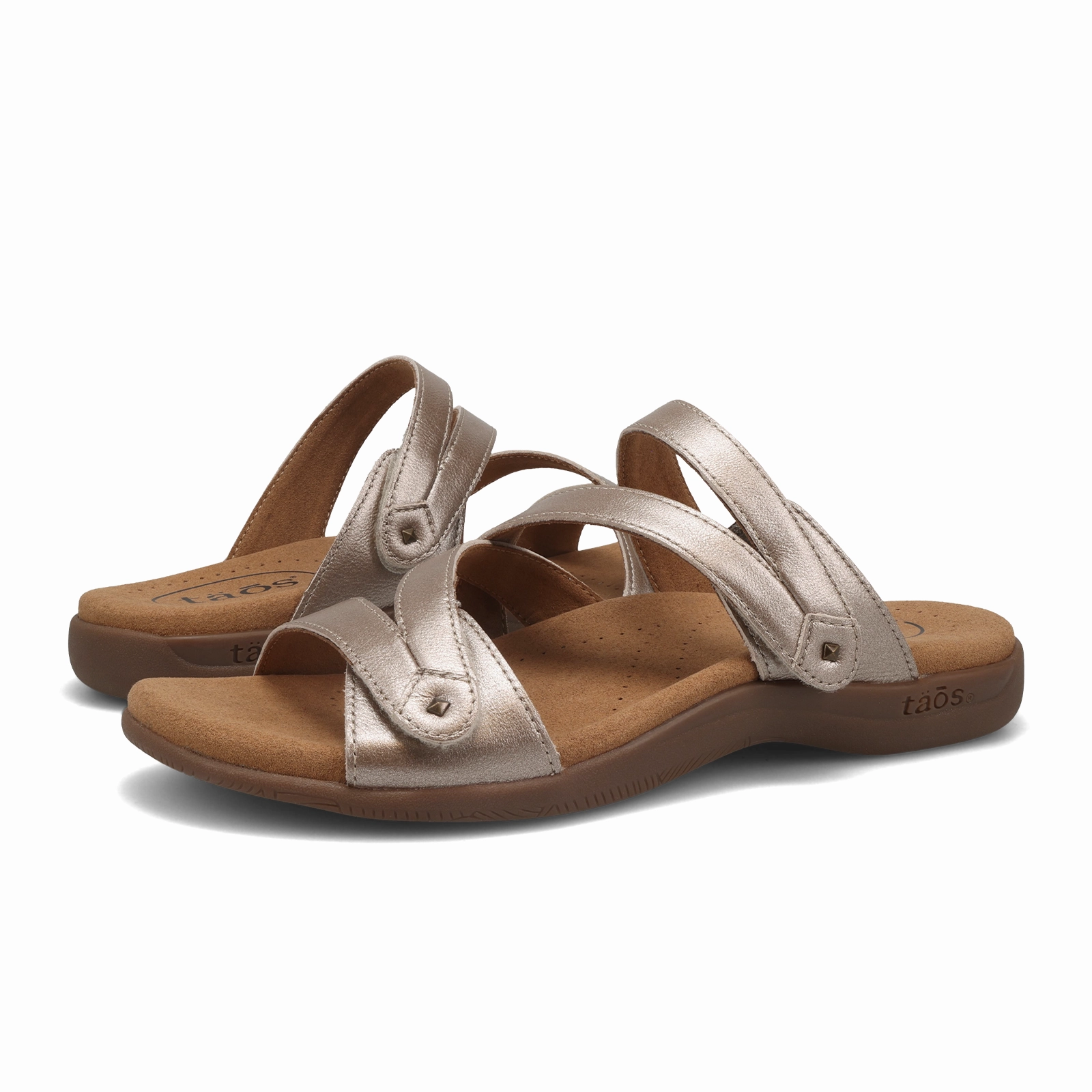 Non Slip Outsole Taos Double U Slide Sandal (Women) - Champagne