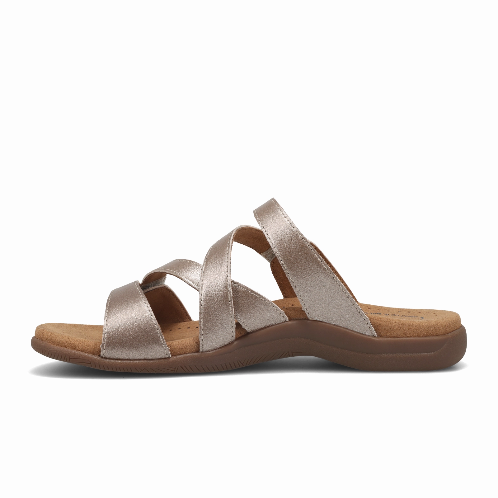 Machine Washable Fabric Easy Slip Fit Taos Double U Slide Sandal (Women) - Champagne