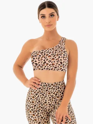 Cropped fit seams Smooth Cup Adapt One Shoulder Sports Bra - Nude Leopard