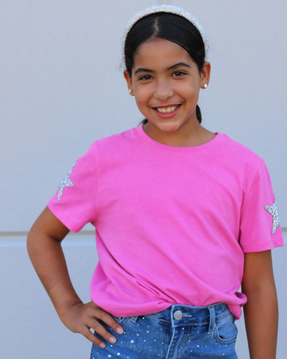 Tee with Rhinestone Star Applique Cotton rich children's clothing