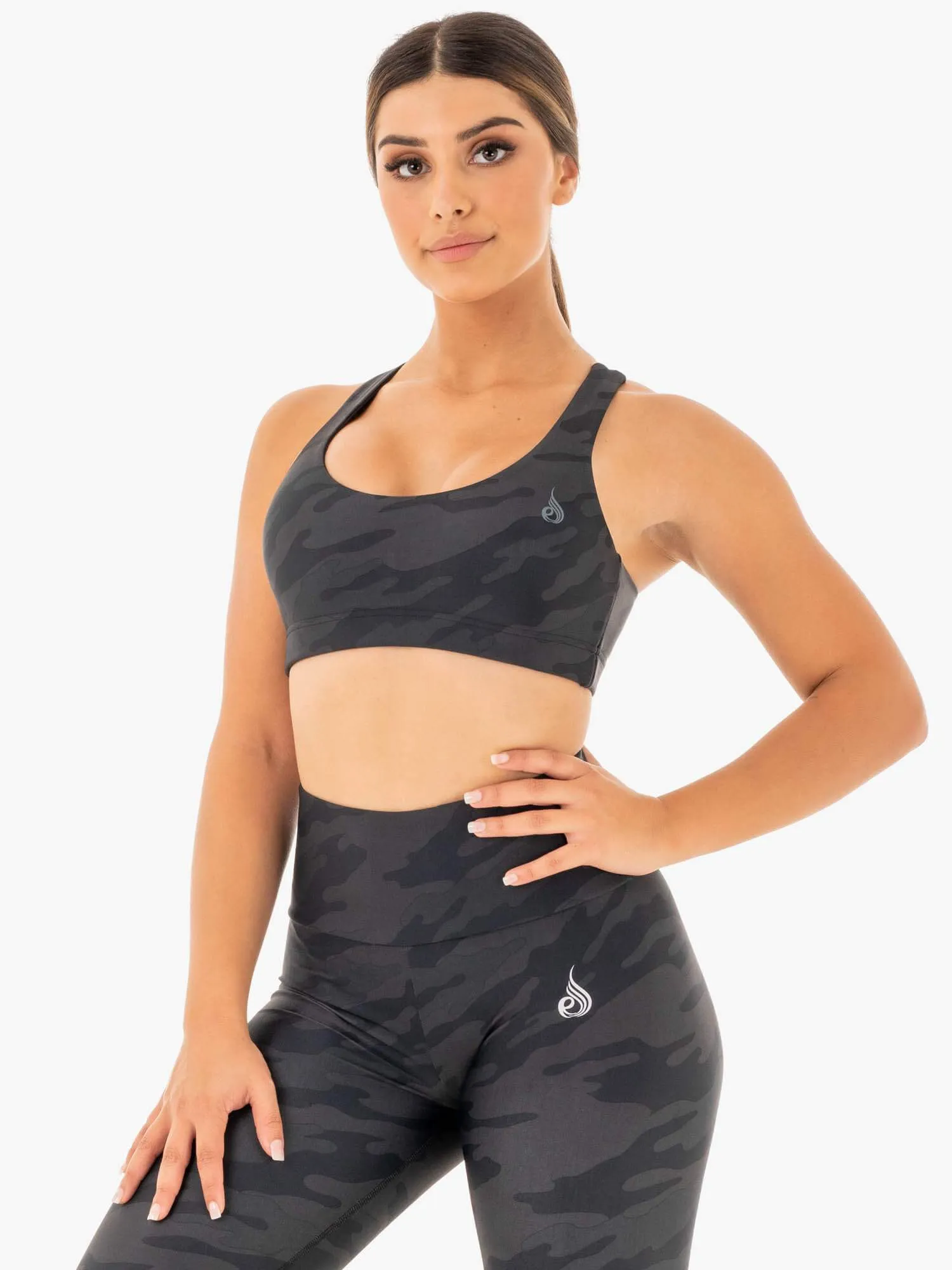 Runners of all levels Camo Sports Bra - Black Camo