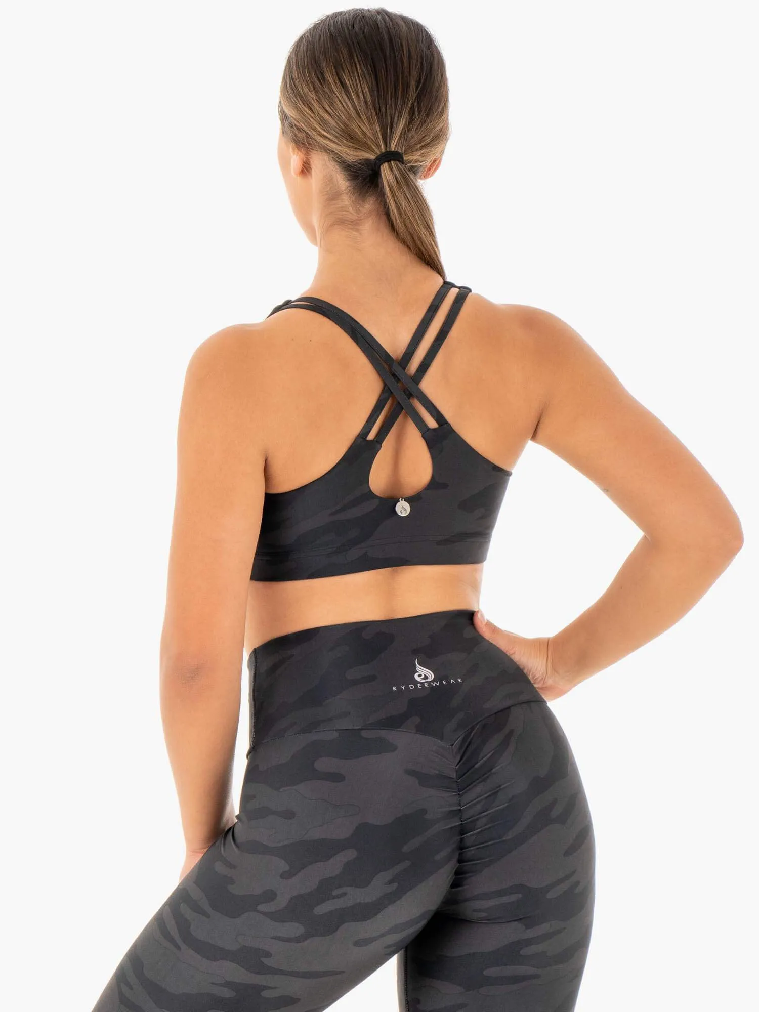 Camo Sports Bra - Black Camo Easy Design Seamless Comfort