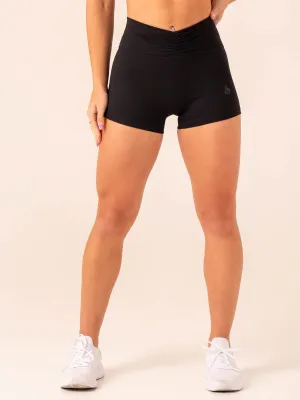 Bootcut style Stretch Fit Design Tempo Booty Shorts - Black