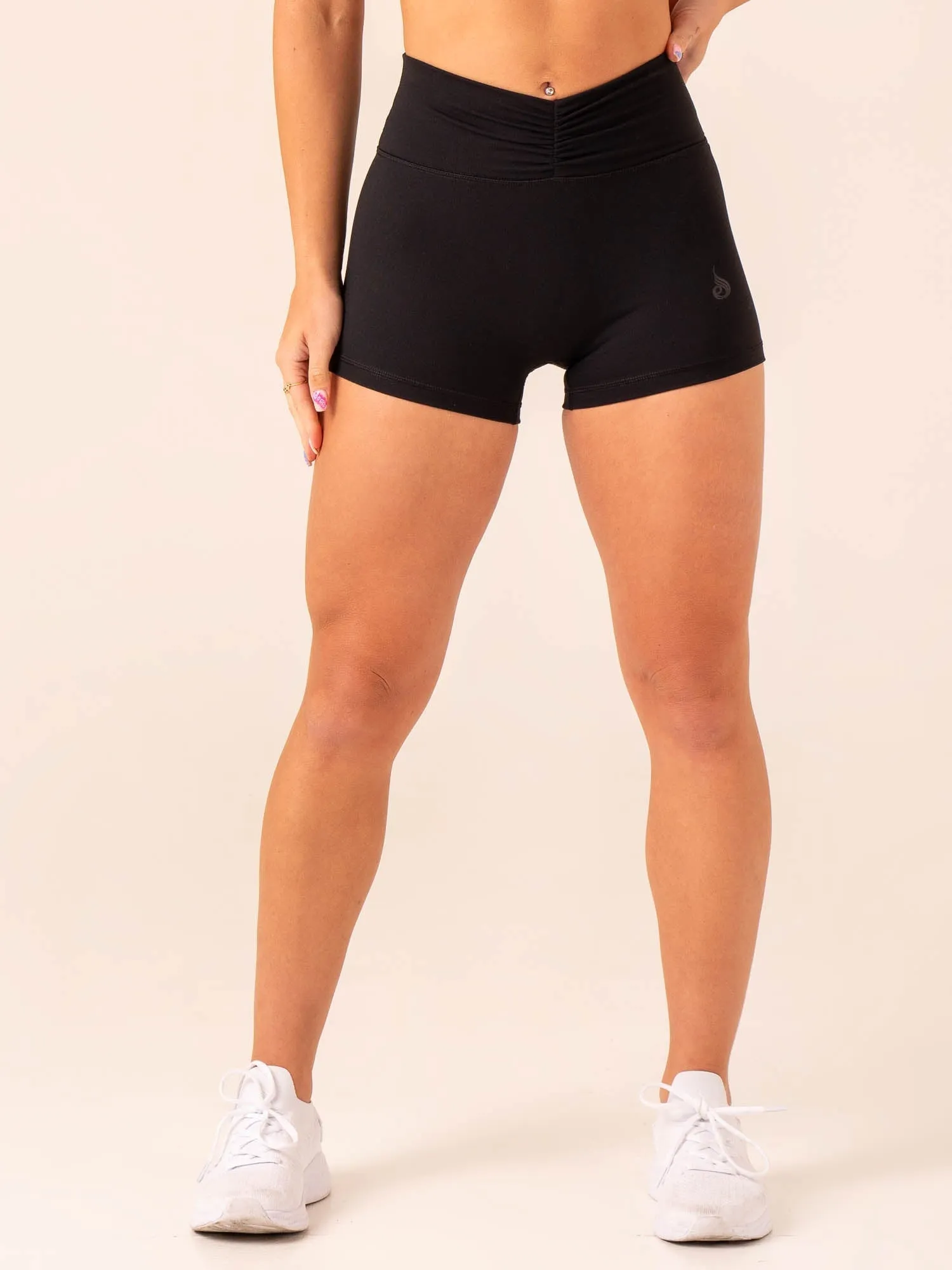 Bootcut style Stretch Fit Design Tempo Booty Shorts - Black