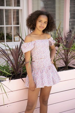 School going kids' wear New The Drew Skirt - Blue Ditsy Floral