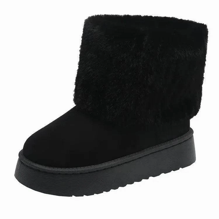 Long Walks Thick-soled Plush Snow Boots Winter Warm Mid-tube Furry Cotton Shoes For Women Short Boot