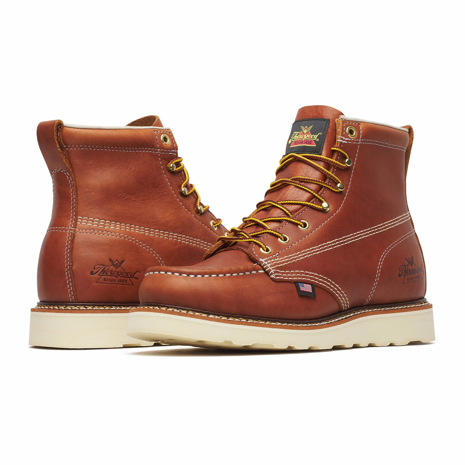 All Safe Quiet Lane Thorogood American Heritage 6" Moc Toe Soft Toe Work Boot (Men) - Tobacco