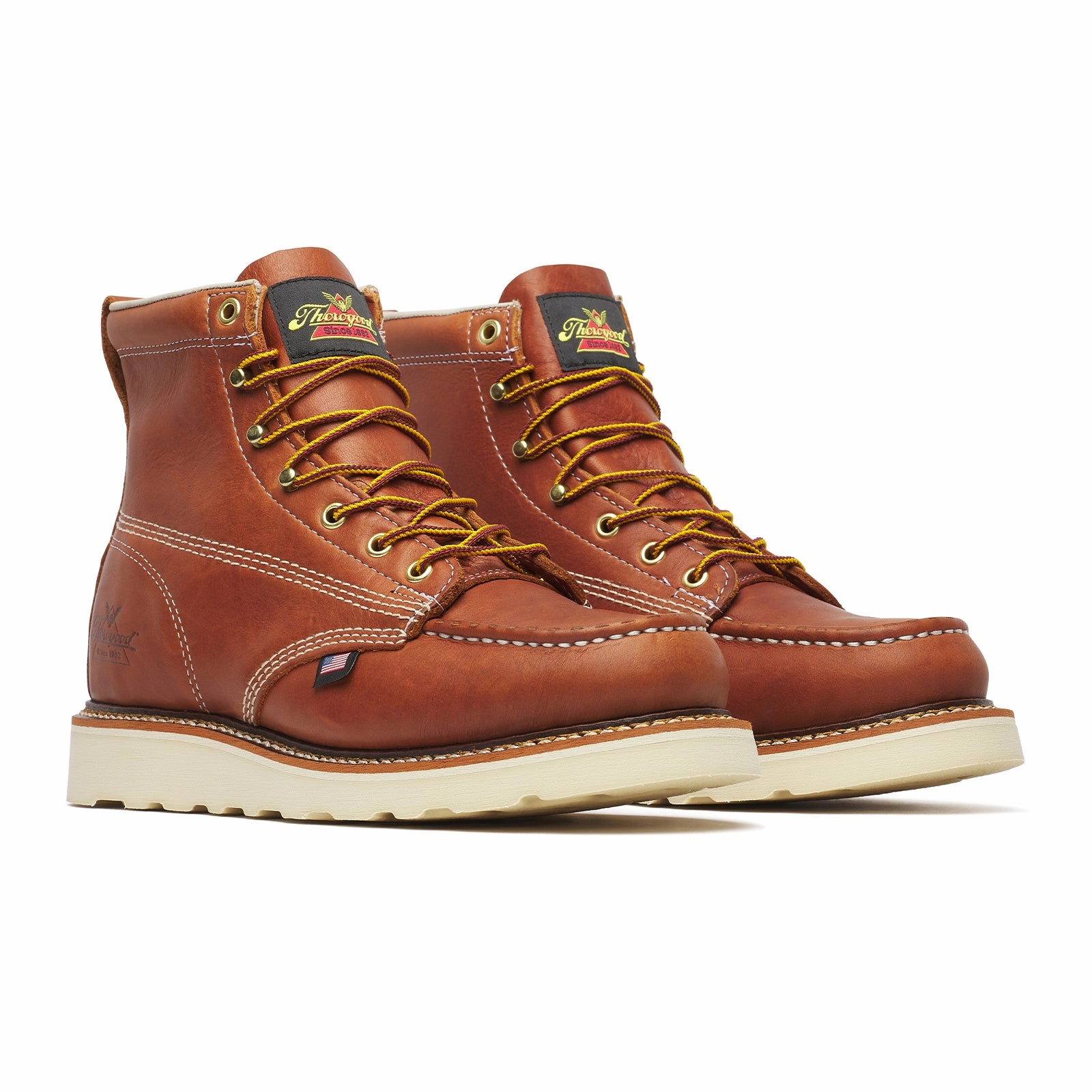 Trendy Comfort Modern Minimalist Thorogood American Heritage 6" Moc Toe Soft Toe Work Boot (Men) - Tobacco