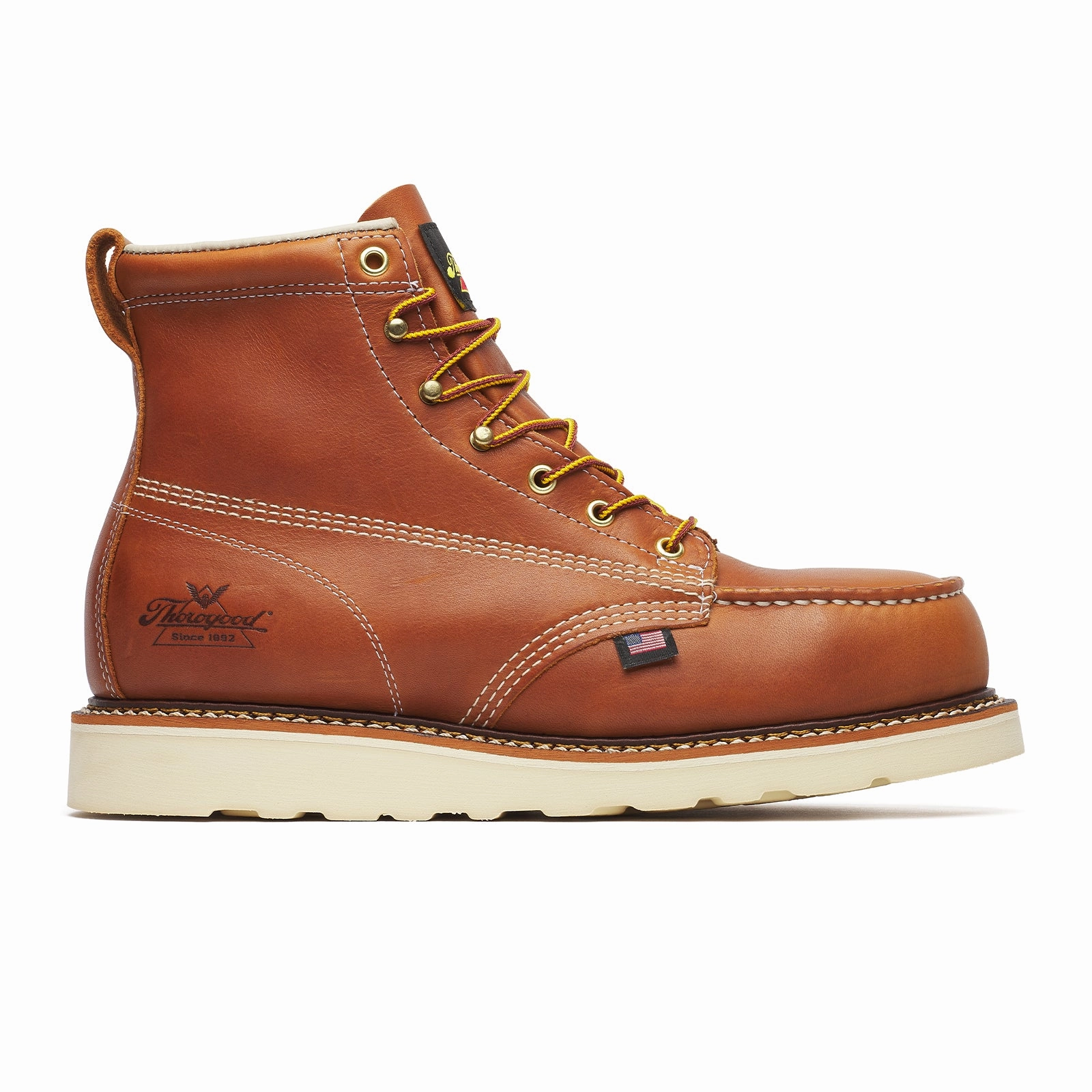 Firm Path Thorogood American Heritage 6" Moc Toe Steel Toe Work Boot (Men) - Tobacco