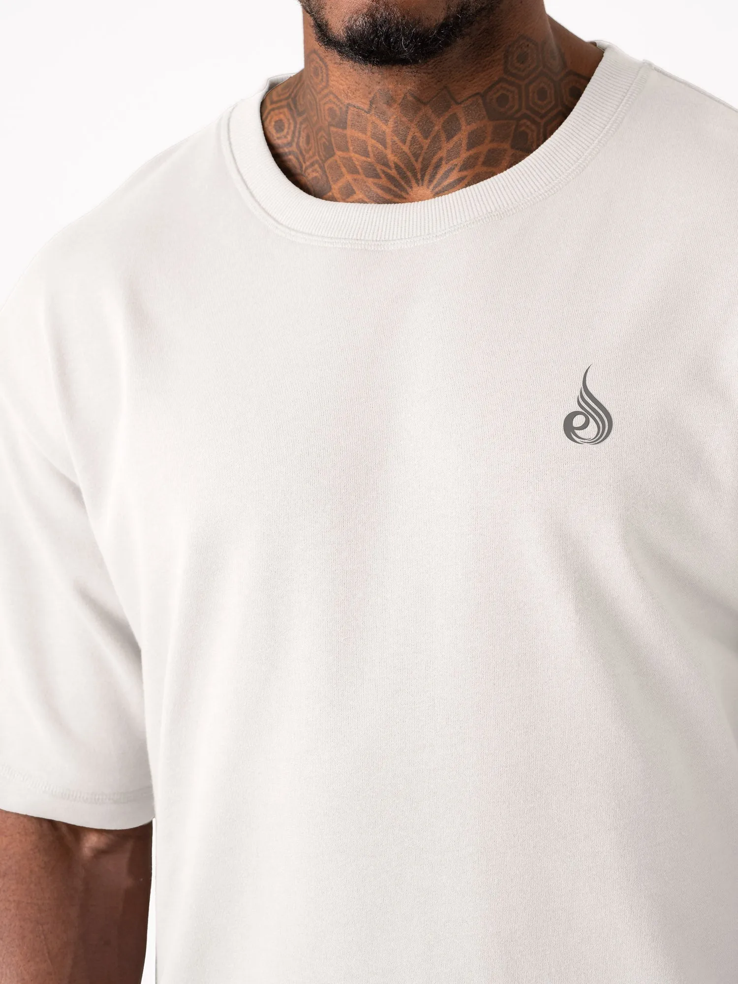 Throwback Fleece Oversized T-Shirt - White StaticFree Interior Essential Look WrinkleFreeFabric