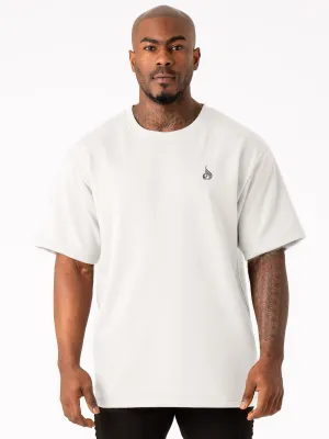 Durable Fit Throwback Fleece Oversized T-Shirt - White StaticFree Interior